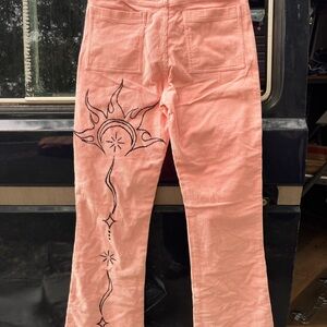 Men's Coral Corduroy Dress Pants with painted design